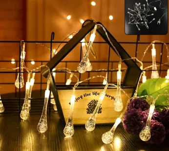 Decorative LED Lighting Chain with Crystal Water Drop Bulbs Approx 3 Mtr (1 Pc)