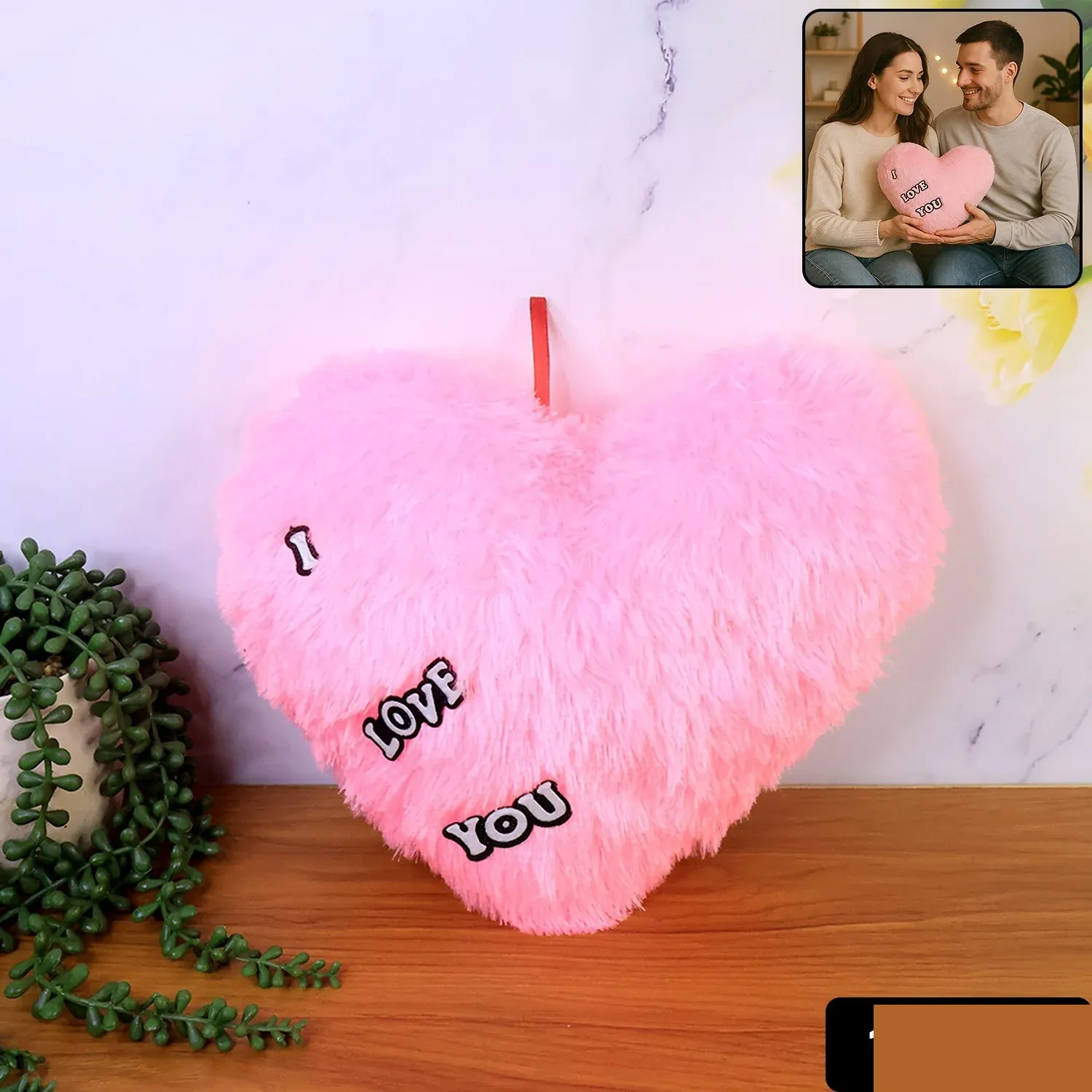 Heart Shape Plush Cushion – Soft & Romantic Love Pillow - Detailed Feature View 1