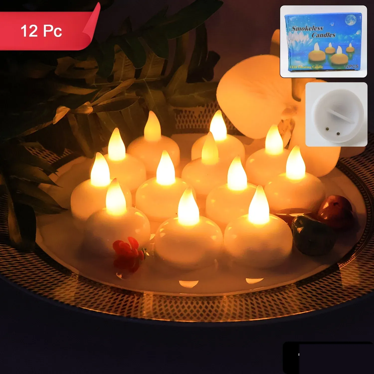 LED Floating Smokeless Candles (12 Pc) - Detailed Feature View 1