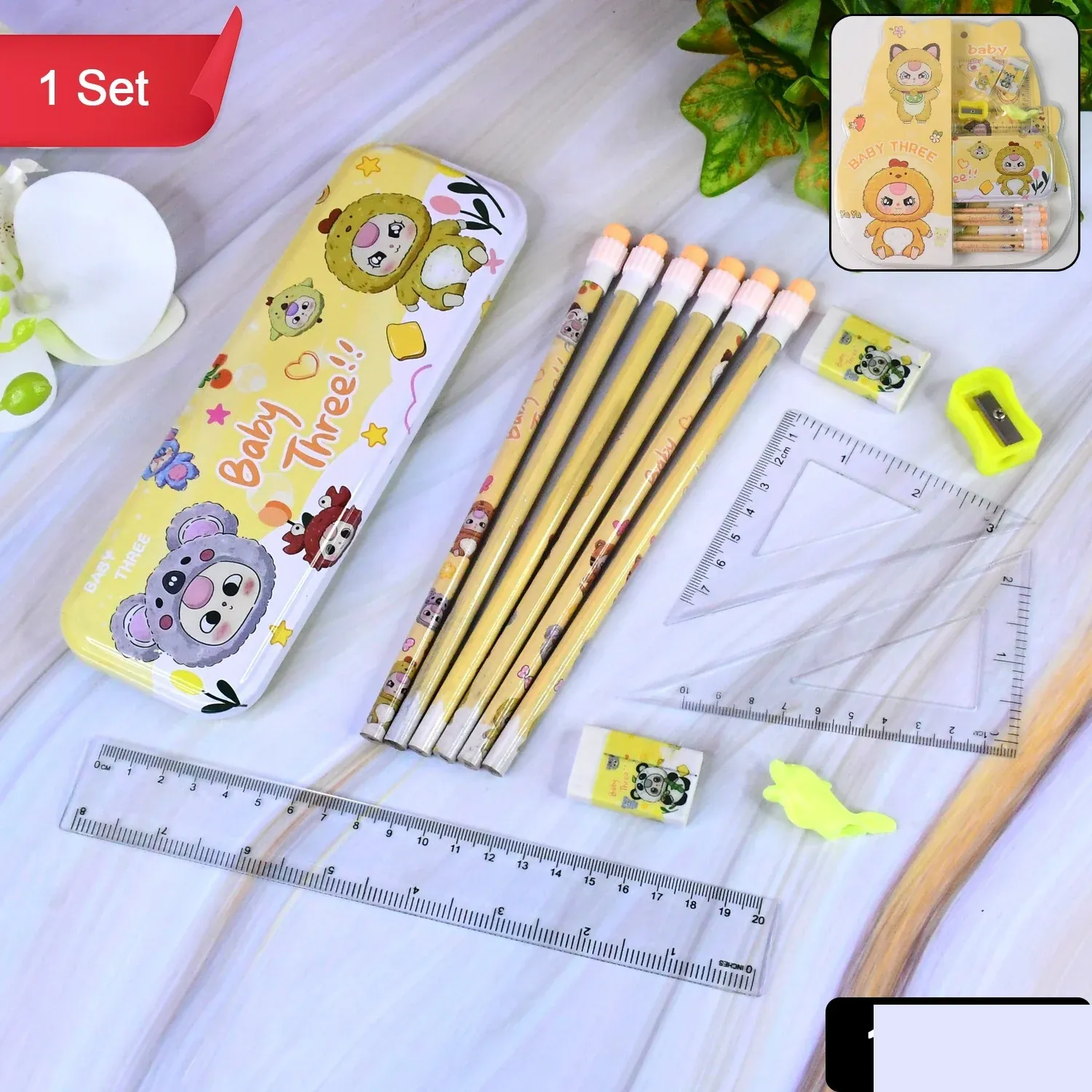 Geometry Box Set – Complete Stationery Kit with Metal Pencil Box - Detailed Feature View 1