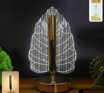 Elegant Plastic LED Table Lamp with Leaf Design Shade (1 Pc)