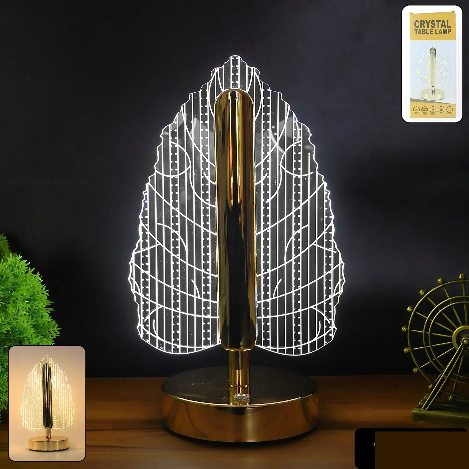 Premium Elegant Plastic LED Table Lamp with Leaf Design Shade (1 Pc) - Buy Online at Alikart