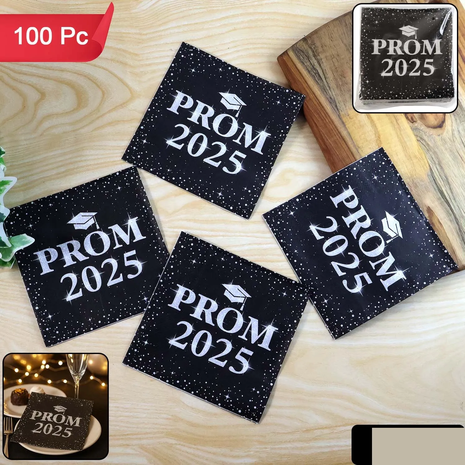 Prom 2025 Party Napkins – Durable 3-Ply Graduation Decor - Detailed Feature View 1