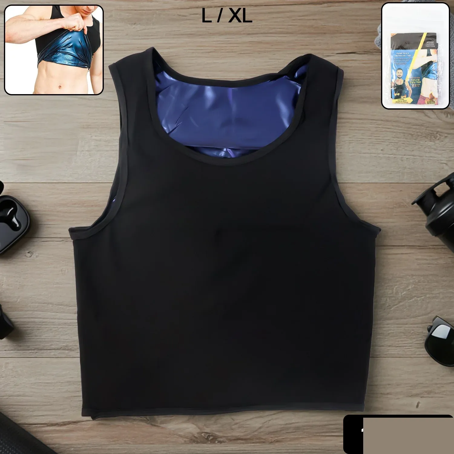 Men’s Sweat Shaper Tank Top – Slim Fit Neoprene for Posture & Sweat - Detailed Feature View 1
