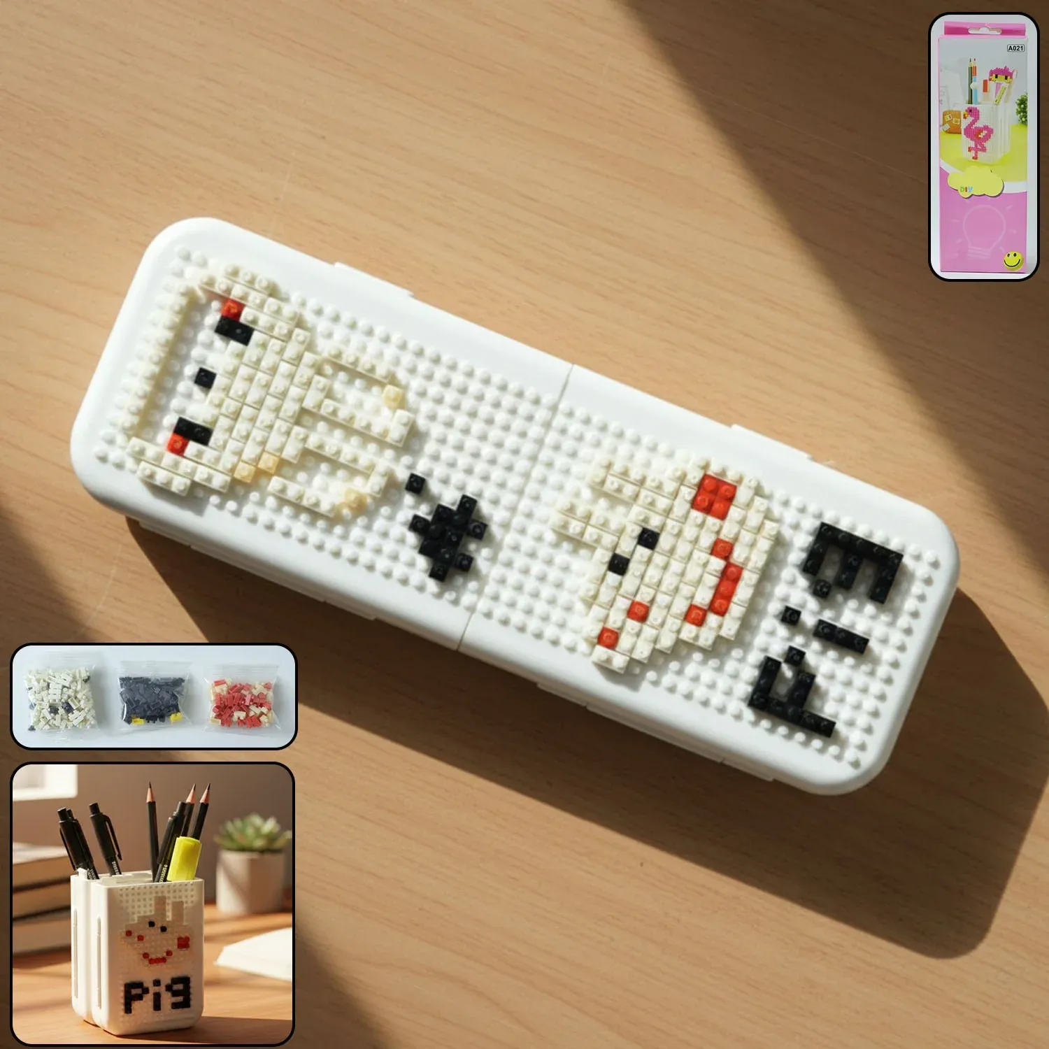 Premium Decorative Pixel Art Style Desk Pen Holder (1 Pc) - Buy Online at Alikart