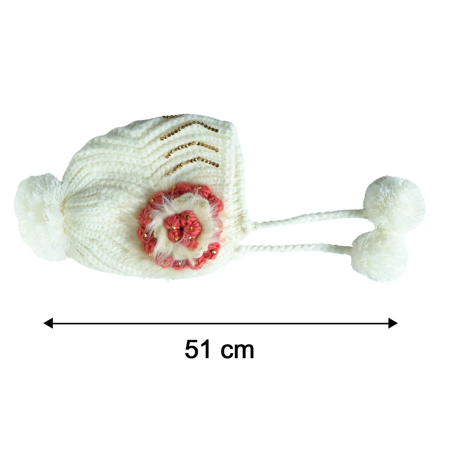 Cute Kids Winter Woolen Ear Flap Cap with Pom Pom (1 Pc, Mix Design) - Detailed Feature View 5