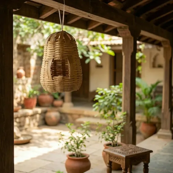 Eco-Friendly Handwoven Bamboo Bird Nest – Natural Garden Decor