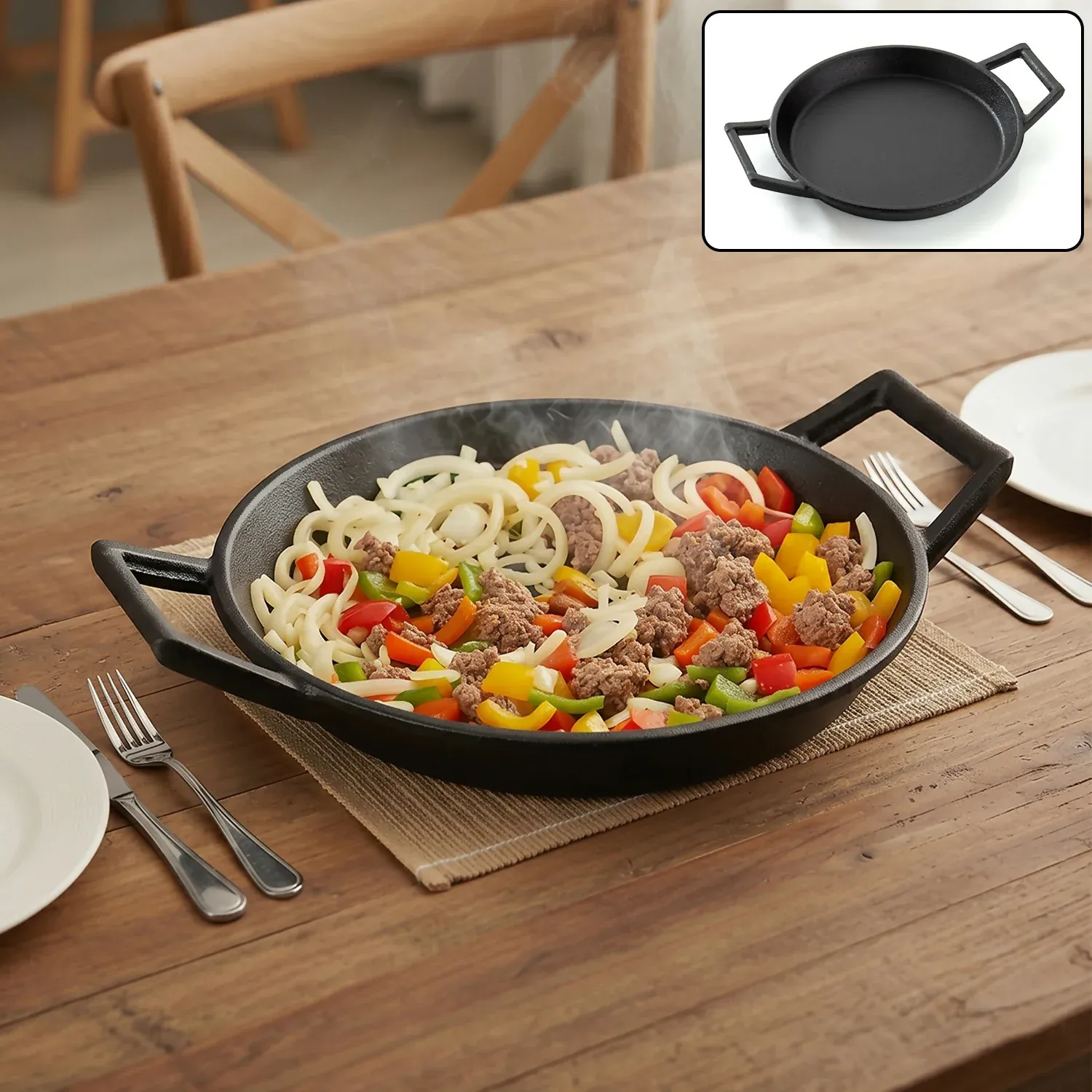 Premium Pre-Seasoned Cast Iron Skillet Fry Pan with Dual Handles - Buy Online at Alikart