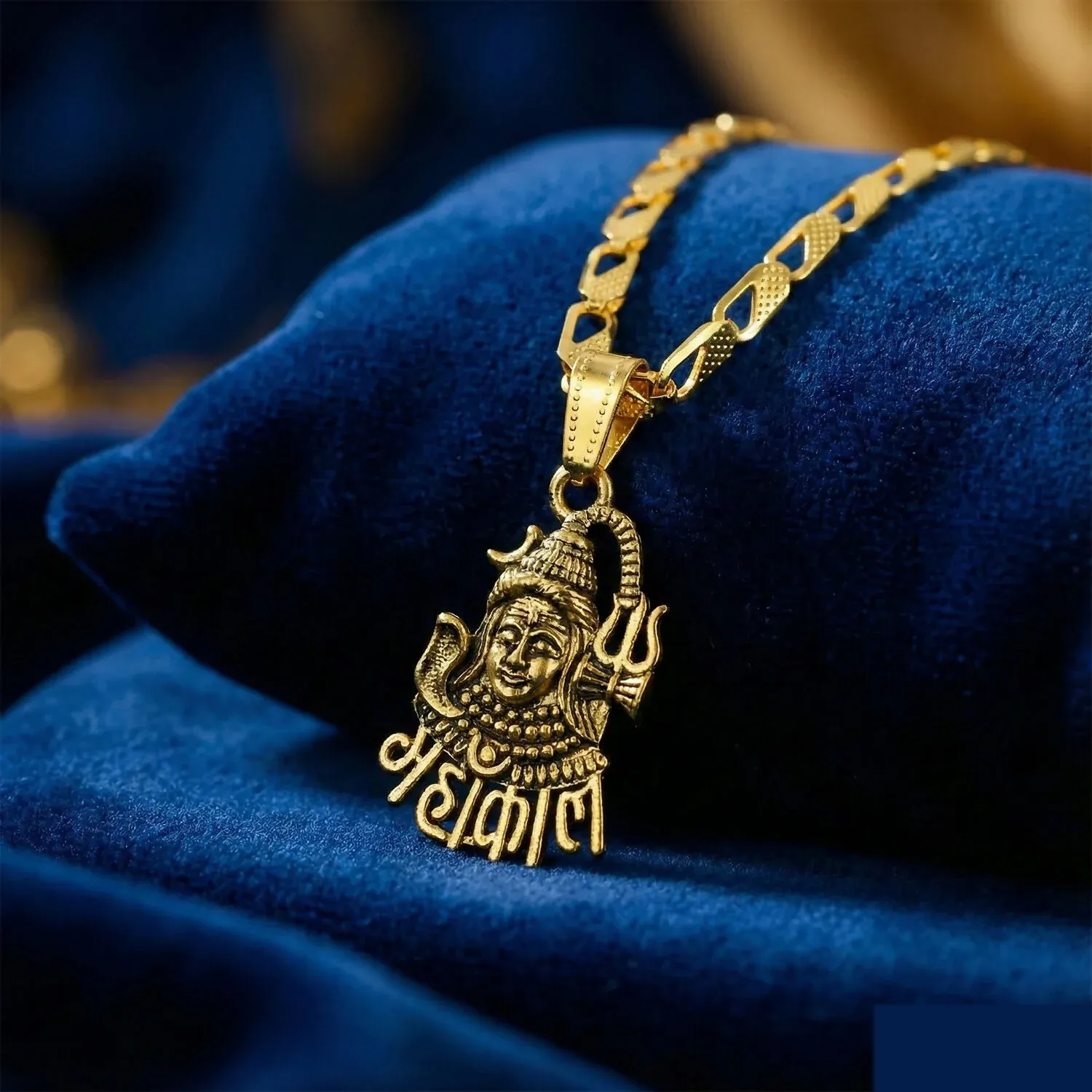 Premium Lord Mahakal Pendant with Chain – Divine Strength Necklace - Buy Online at Alikart
