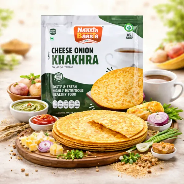 Naasta Baasta Cheese Onion Khakhra – Crispy Ready to Eat Wheat Flour Snack (200 Gm)