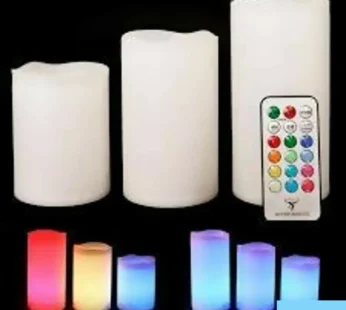 Multi-Color LED Flameless Candles – Set of 3 Pillars with Remote & Timer