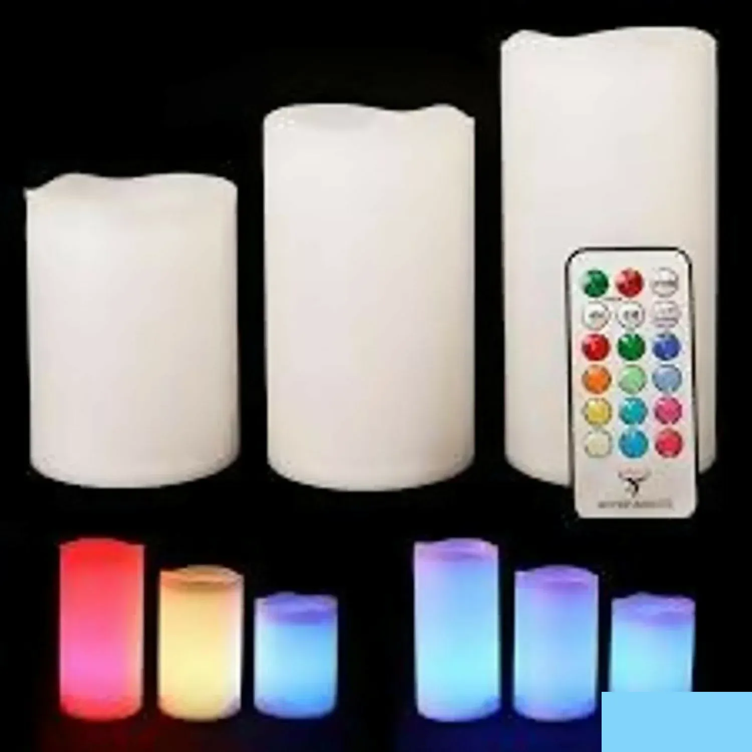Premium Premium Multi-Color Changing LED Flameless Candles with Remote Control – Set of 3 Battery Operated Pillar Candles with 12 Color Modes, Timer Function & Realistic Glow – Home Décor, Parties, Festivals & Gifting - Buy Online at Alikart