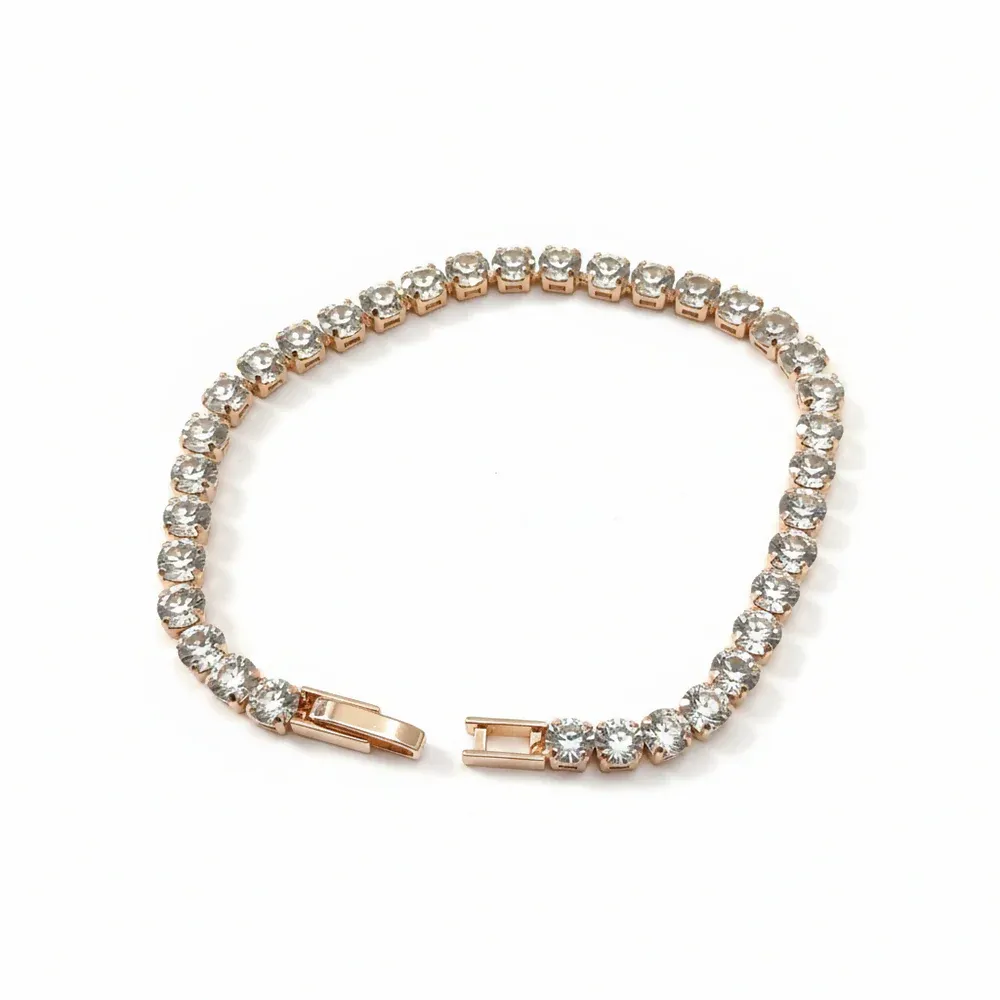Designer Rose Gold Finish American Diamond Bracelet - Detailed Feature View 2