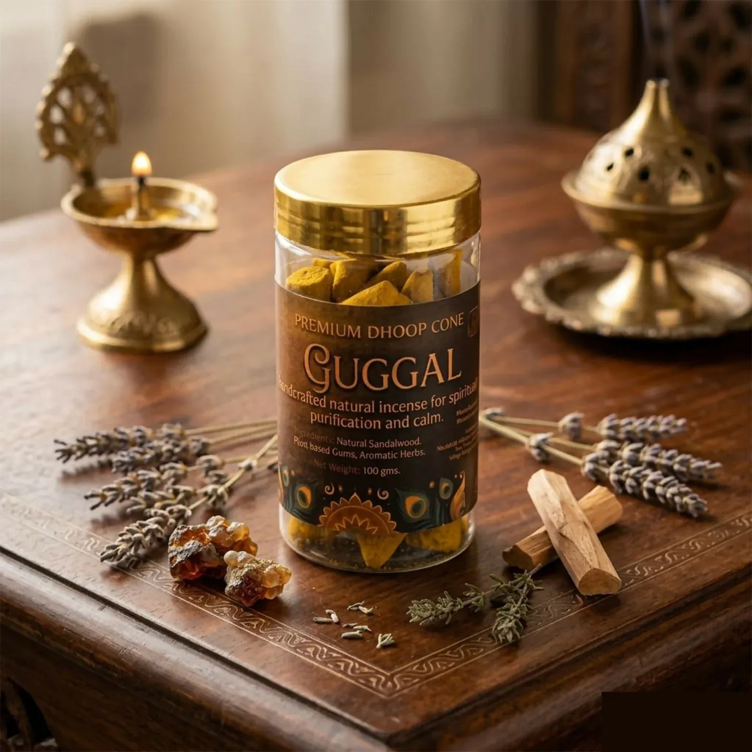 Rajwadi Guggal Dhoop Cones 100gm – Long Lasting Aroma for Pooja & Meditation - Detailed Feature View 4