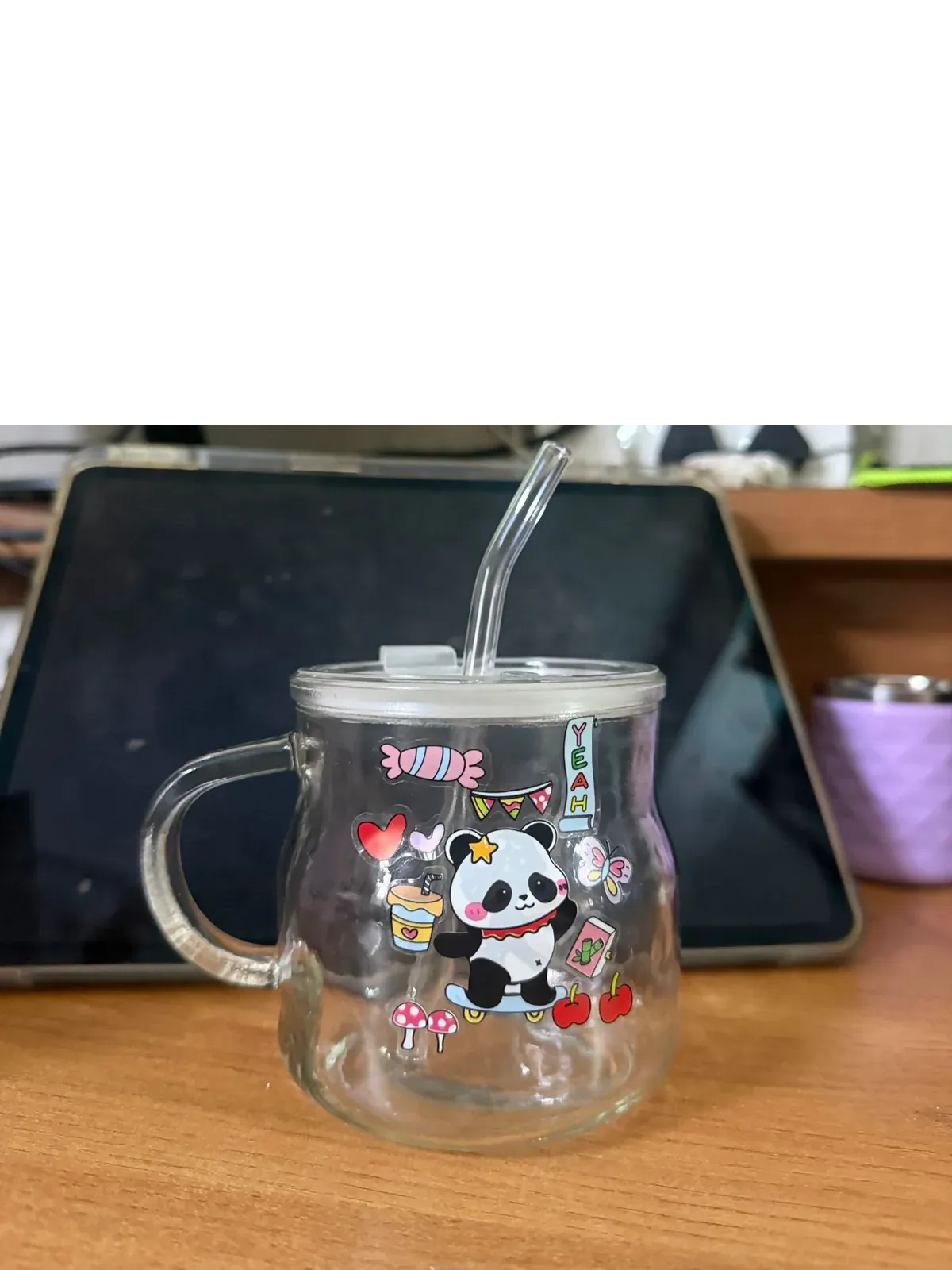 Glass Mug with Lid & Straw – Perfect for Hot & Cold Beverages - Detailed Feature View 4
