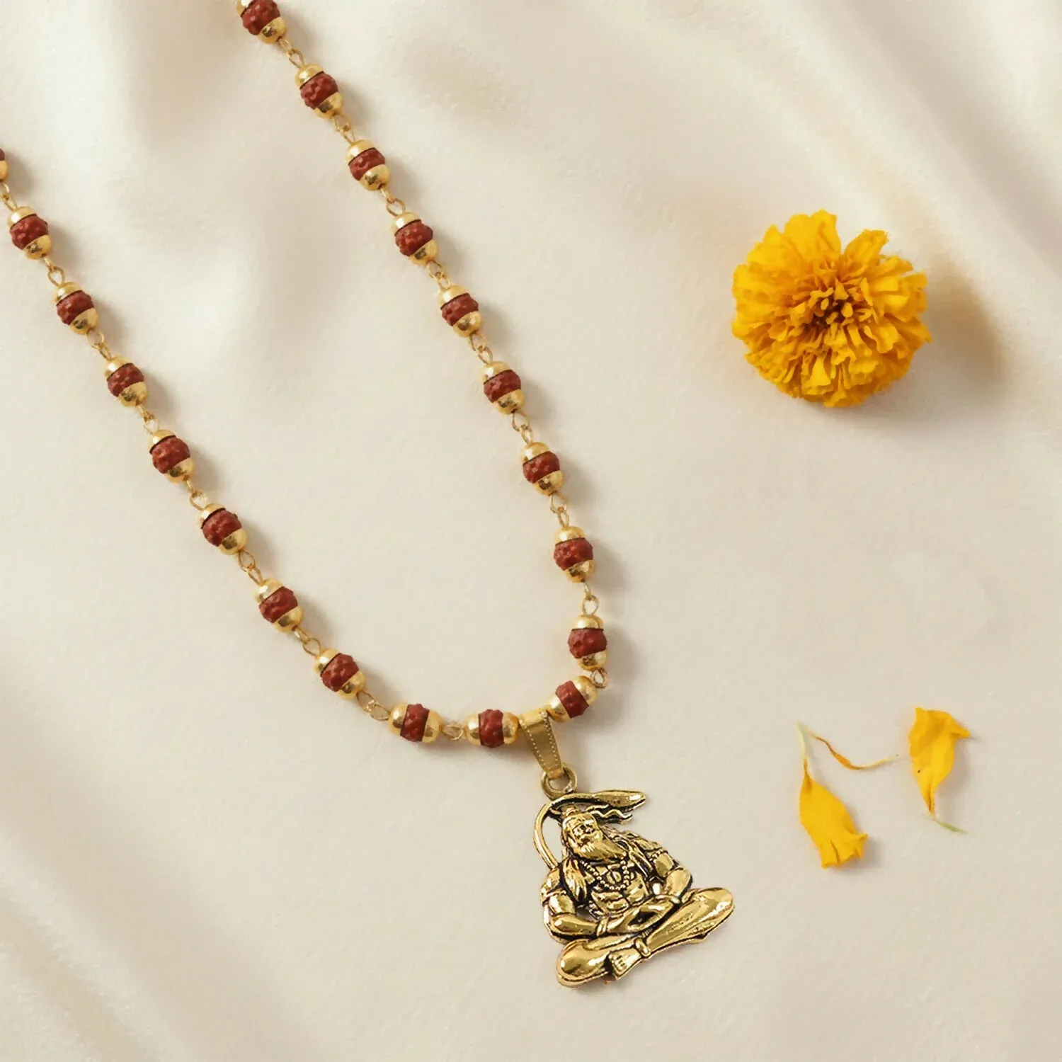 Hanuman Rudraksha Necklace Mala With Bracelet Combo - Detailed Feature View 3