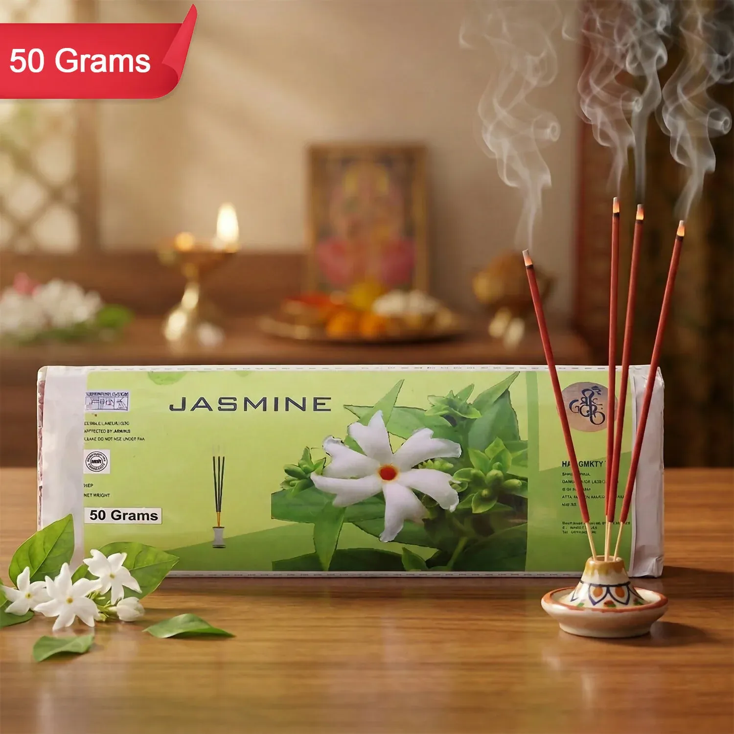 Jasmine Incense Sticks – Charcoal-Free for Calm & Serenity - Detailed Feature View 1