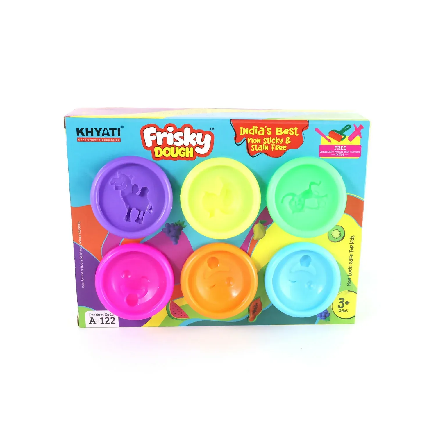 Khyati Frisky Dough Play Set 6 Vibrant Non-Sticky Modelling Clay for Kids - Detailed Feature View 3