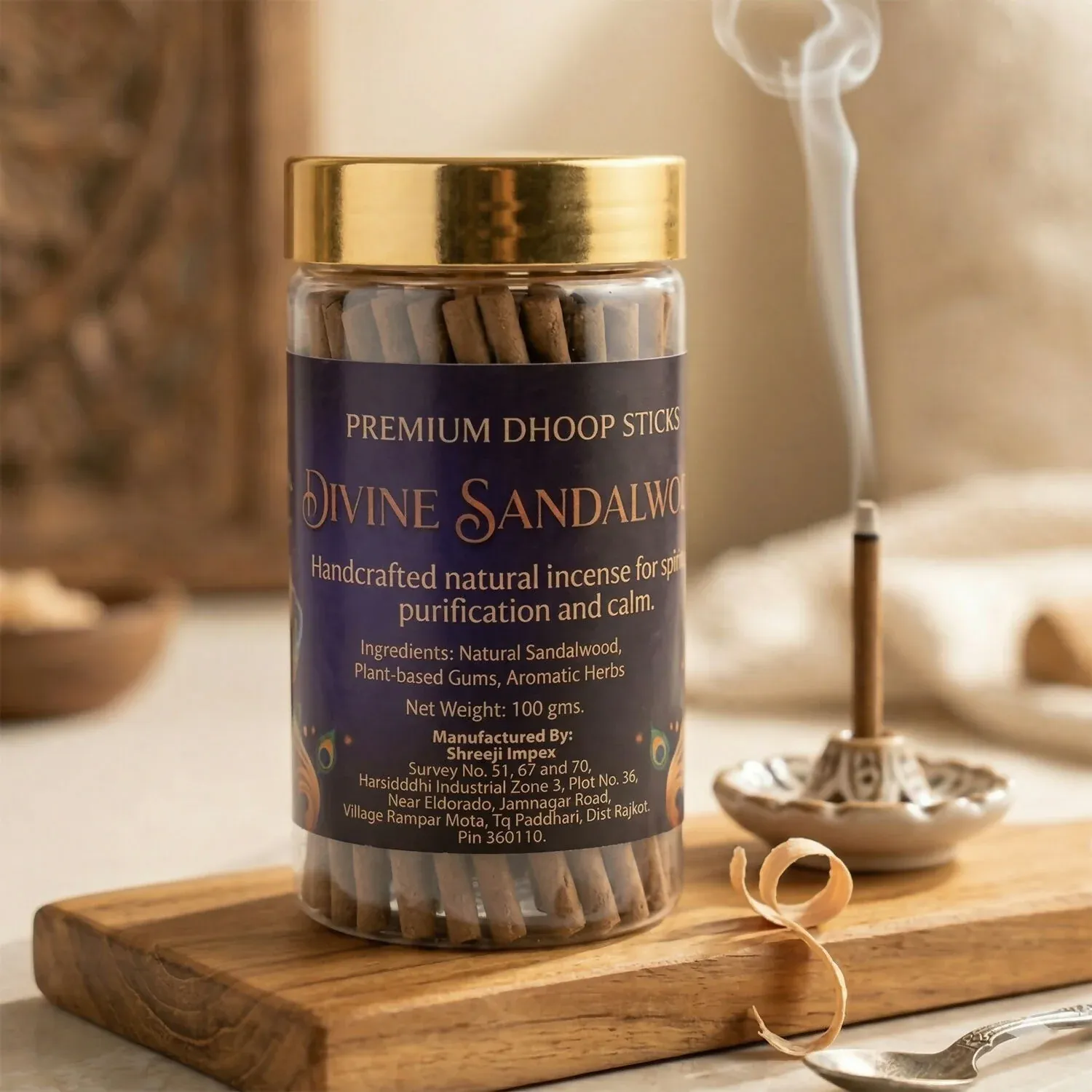 Premium Divine Sandalwood Premium Dhoop Sticks - Natural Incense 100Gm - Buy Online at Alikart