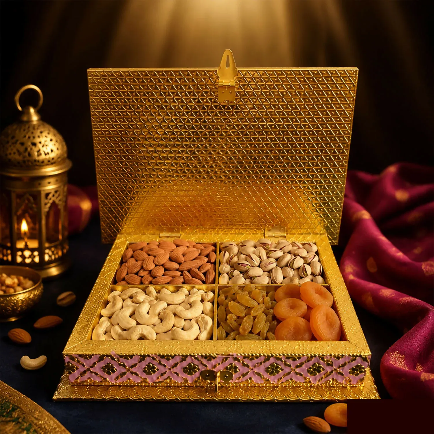 Handicraft Meenakari Pink Dry Fruit Box – Traditional Decorative Gift - Detailed Feature View 5