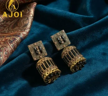 Royal Midnight Black Designer Earrings with Elegant Drop and Statement Detailing