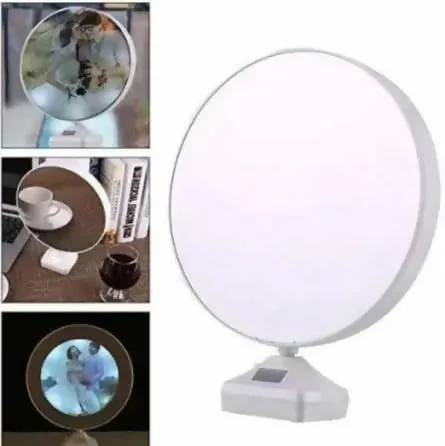 Customized Round LED mirror Photo Frame Lamp with White Base – Personalized Night Light for Couples with Glowing Effect – Romantic Tabletop Décor Gift for Anniversaries, Weddings, Valentine's Day & Special Occasions - Detailed Feature View 2