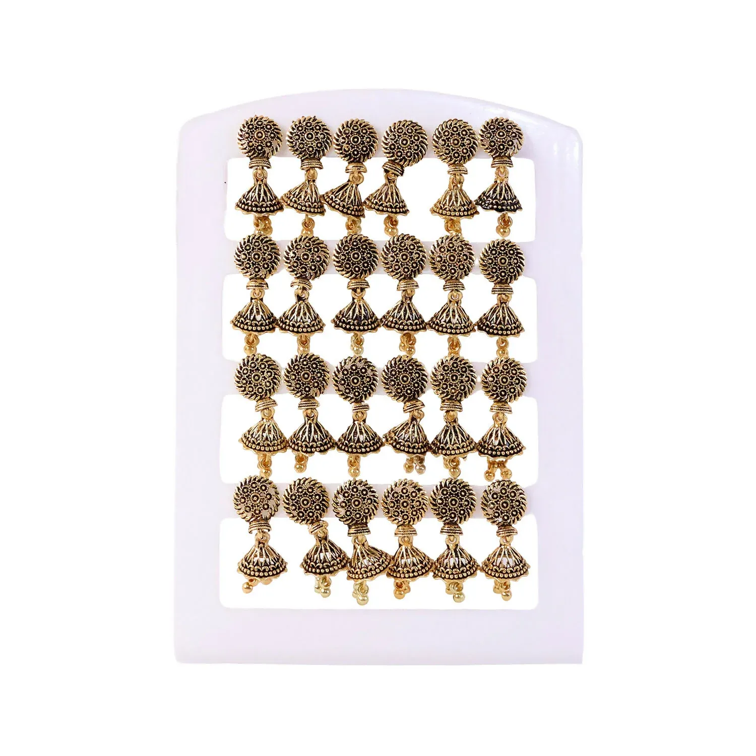 12 Pair Oxidised Square Jhumka Earrings Set - Traditional Jewellery - Detailed Feature View 4