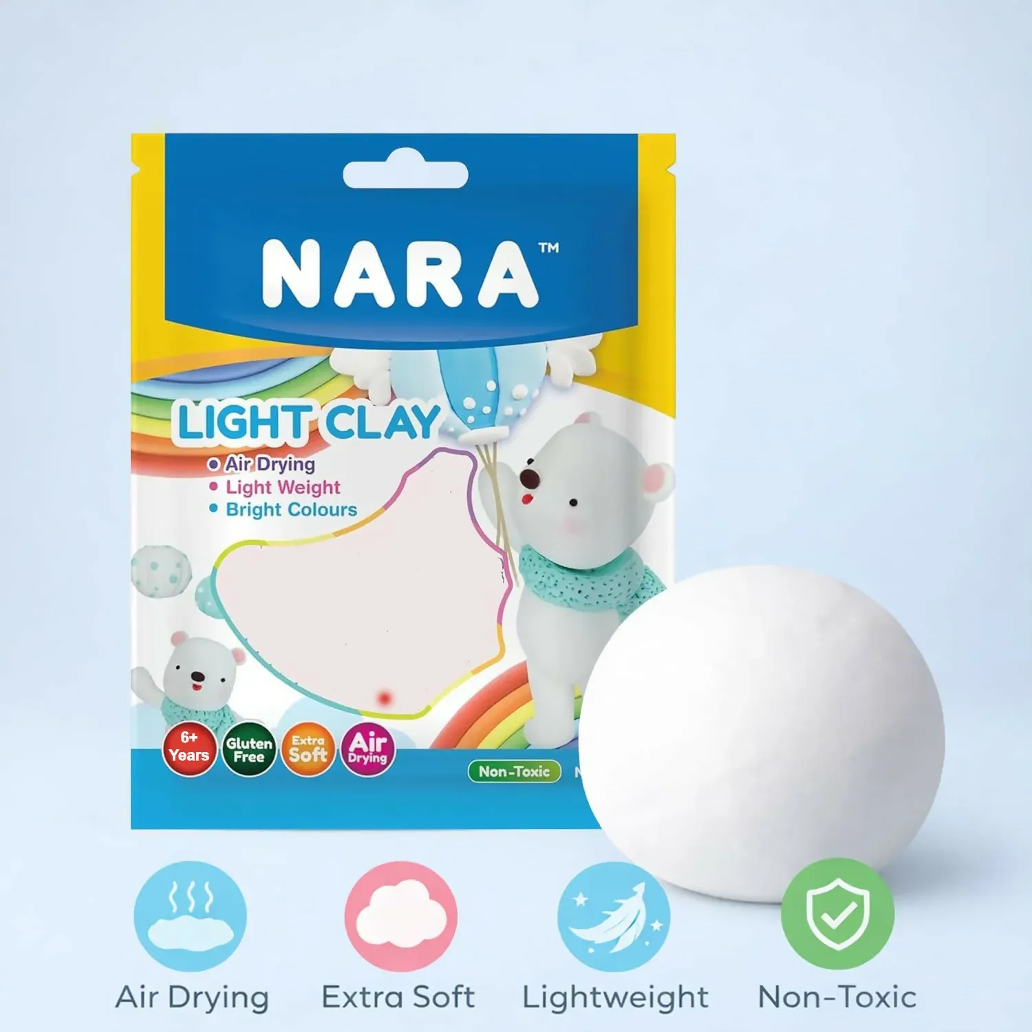 NARA Air Dry Light Clay for Kids Creative Sculpting and DIY Craft Activity - Detailed Feature View 5