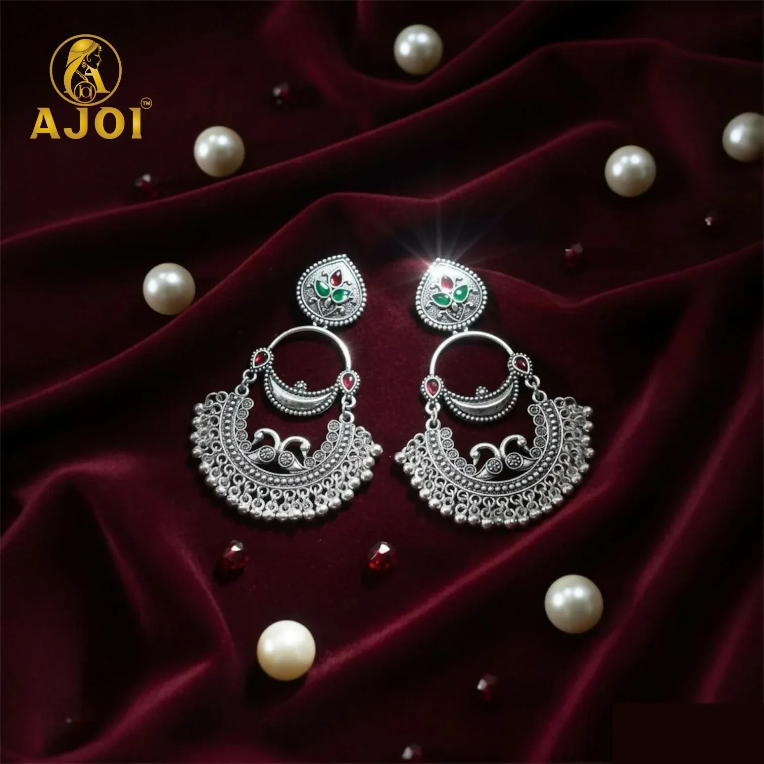 Premium Vintage Peacock Inspired Oxidised Silver Earrings for Woman And Girls. - Buy Online at Alikart