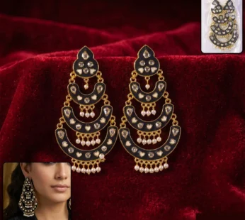Designer Pink Stone Stud Jhumka Earrings with Antique Dome