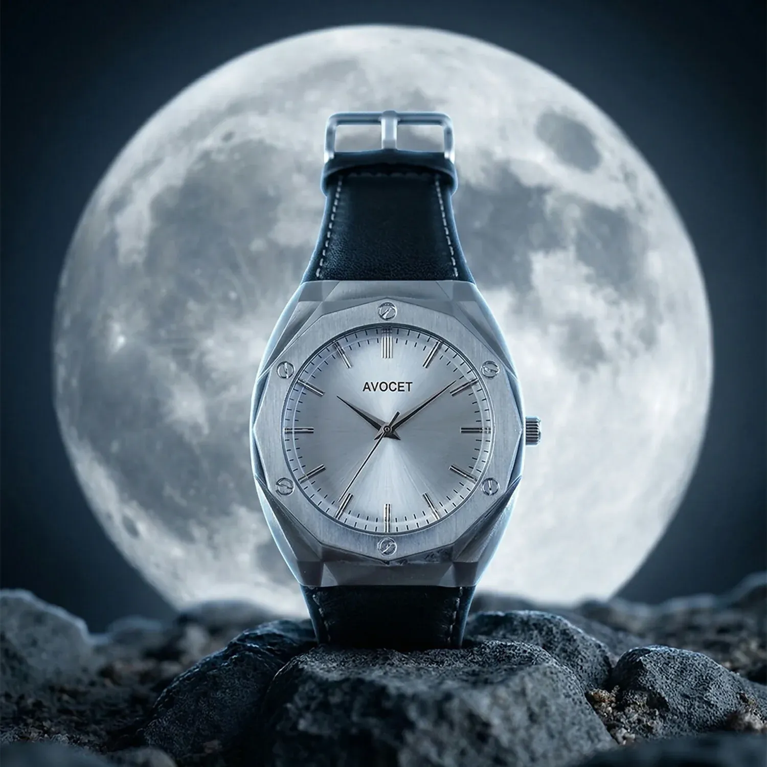 Premium Premium Octagonal Silver Dial Analog Wrist Watch with Leather Strap for Men - Buy Online at Alikart