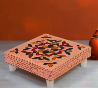 Meenakari Puja Chowki – Handcrafted Wooden Bajot Set | VoltDesk