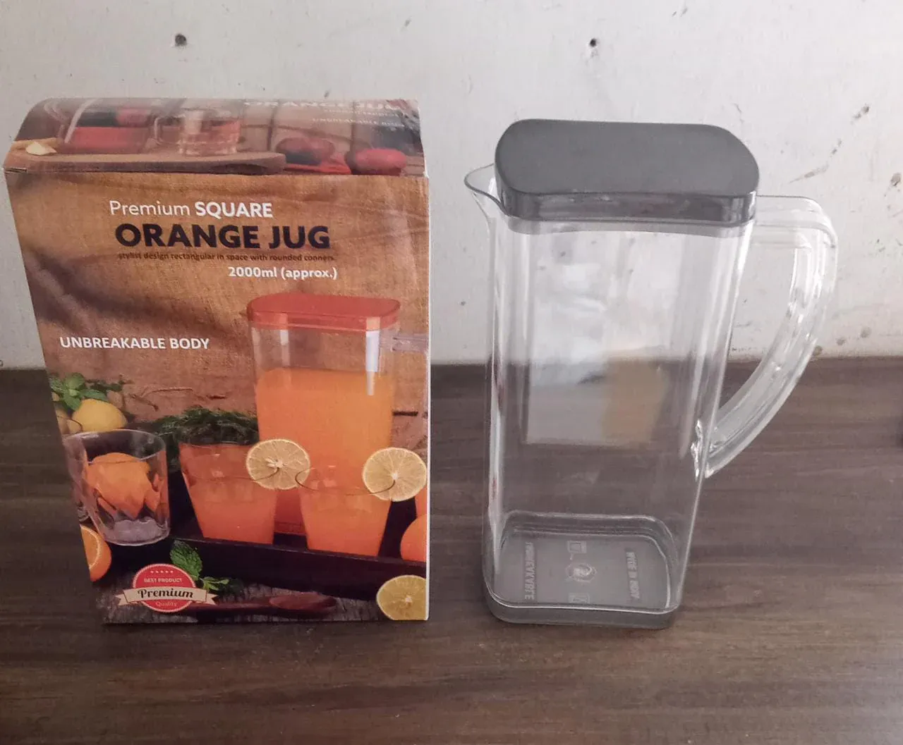 2000ml Square Plastic Water & Juice Jug with Lid - Fridge Safe - Detailed Feature View 9