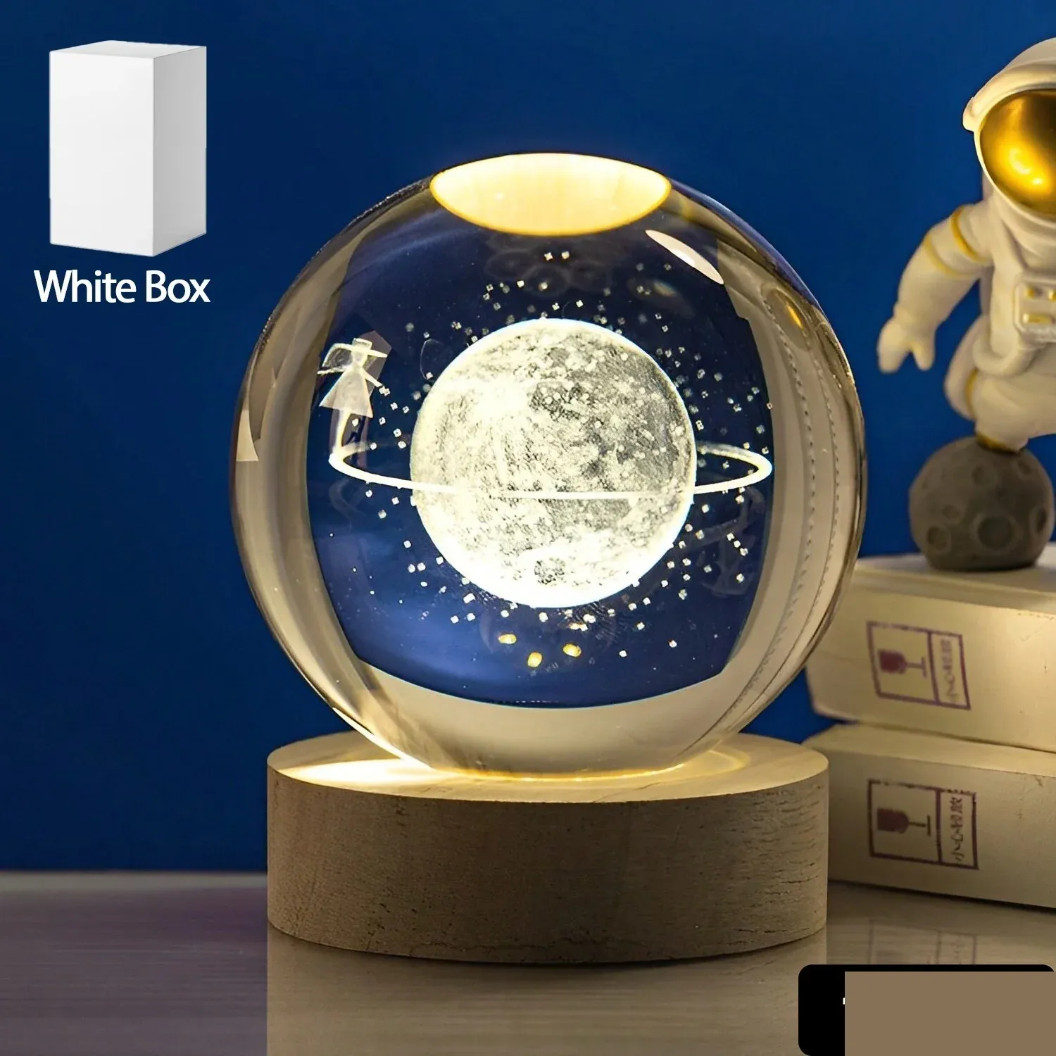Astronaut Ball Night Light with Resin Base Decorative for Living Room Decor (1 Pc) - Detailed Feature View 1