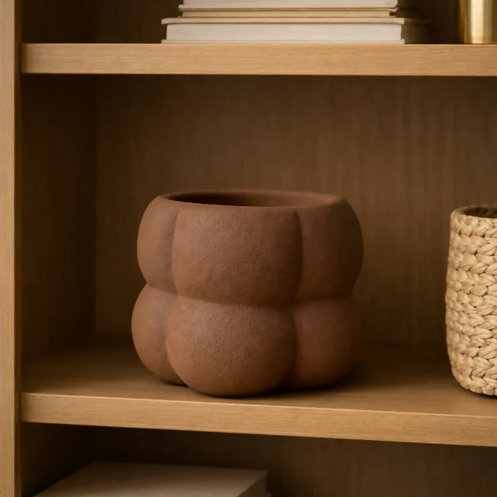 Textured Ceramic Planter Pot Modern Decorative Plant Holder - Detailed Feature View 4