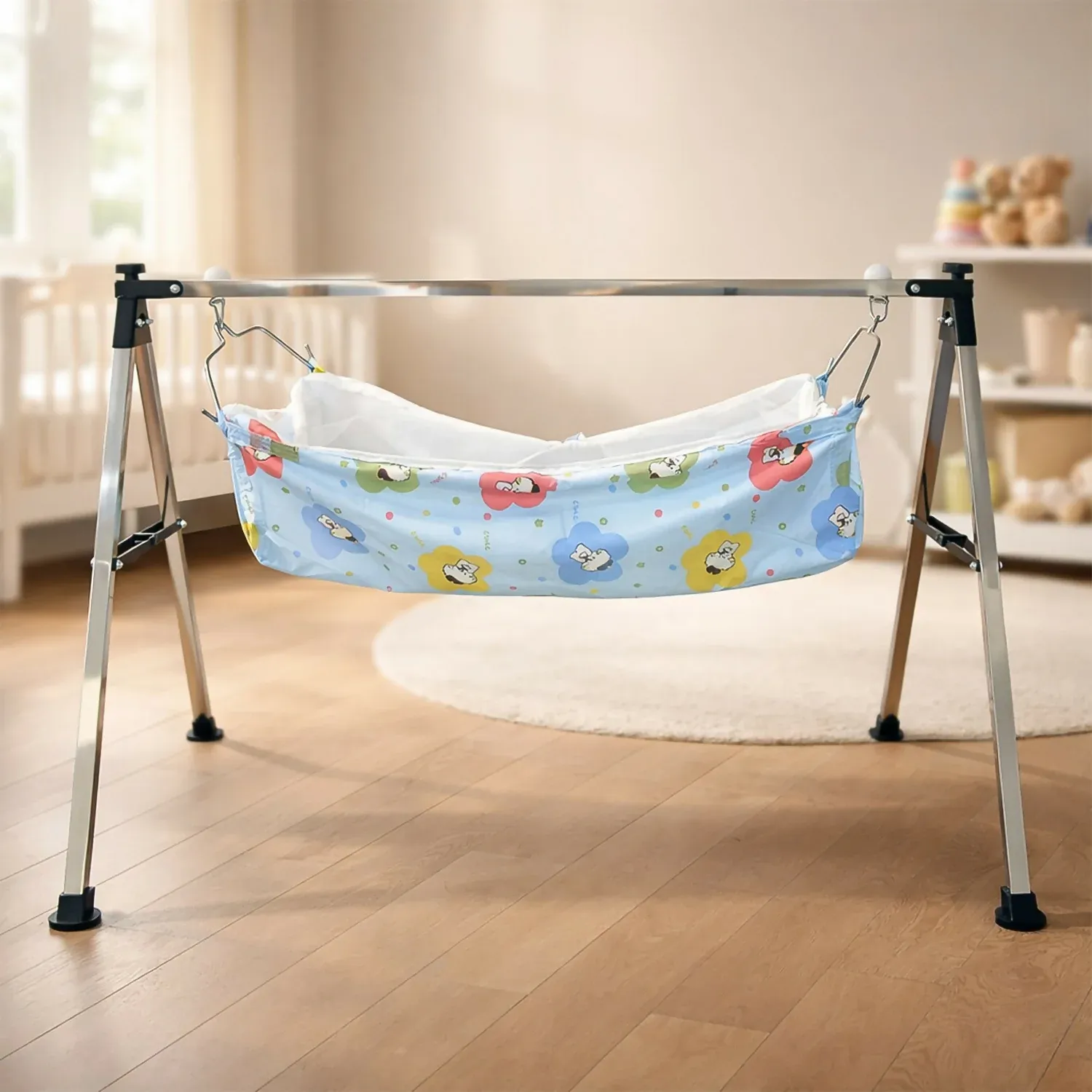 ComfortNest Baby Hammock Cradle with Foldable Stainless Steel Stand - 5 kg - Detailed Feature View 1
