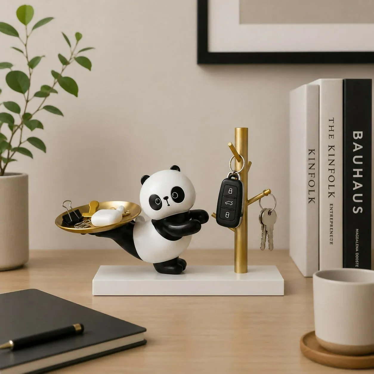 Panda Key Holder Tray – Decorative Resin Organizer Stand - Detailed Feature View 1