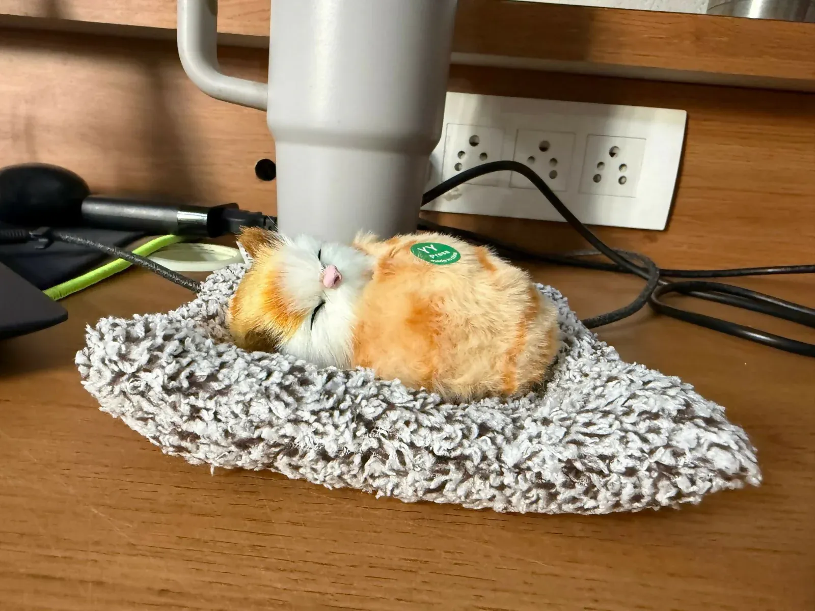Sleeping Orange Cat Plush Toy with Cushion for Dashboard Decor - Detailed Feature View 6