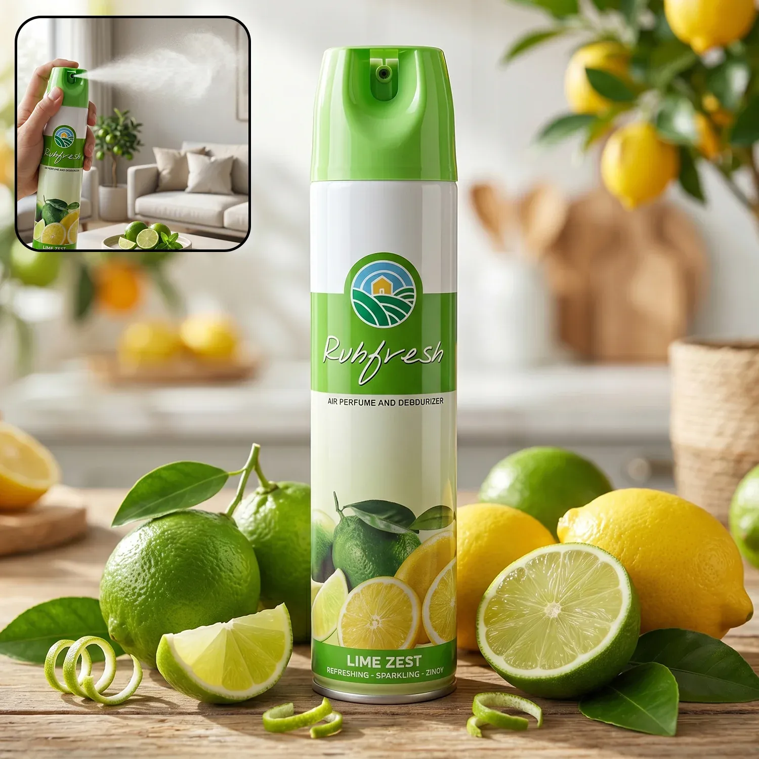 Premium Lime Zest Air Freshener Spray 220 ML - Refreshing Citrus Scent - Buy Online at Alikart