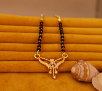 Gold Plated AD Studded Floral Mangalsutra for Women