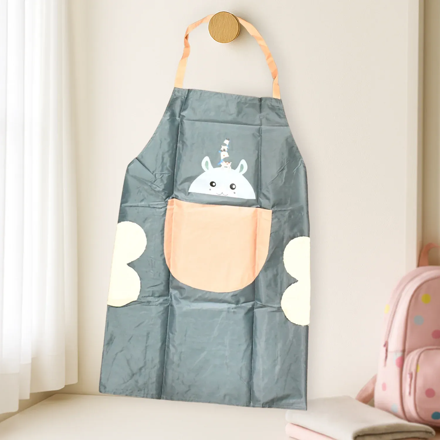 Cartoon Animal Kitchen Apron – Durable with Front Pocket - Detailed Feature View 2