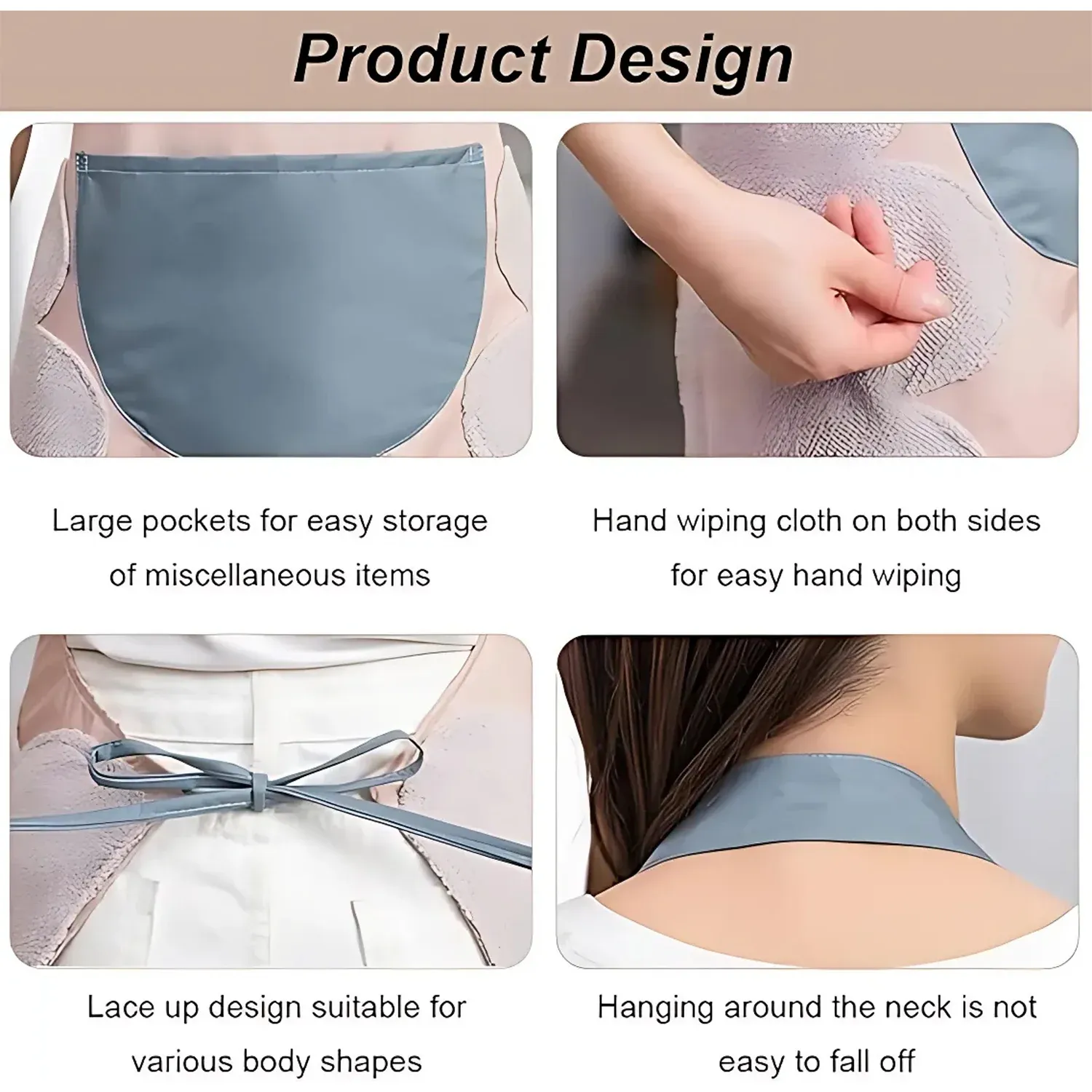 Cartoon Animal Kitchen Apron – Durable with Front Pocket - Detailed Feature View 3