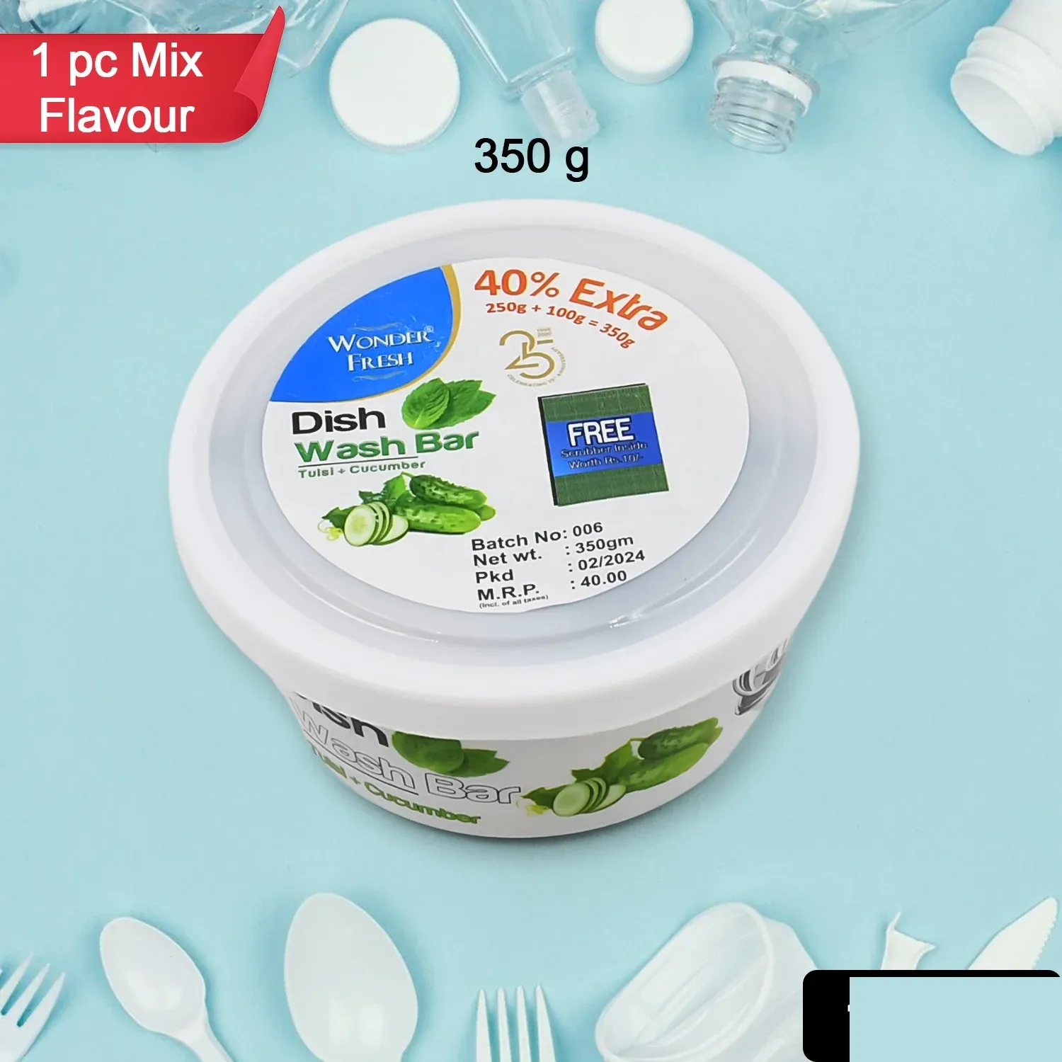 Fresh Mix Flavor Dishwash Bar with Super Scrubber 350g - Detailed Feature View 1