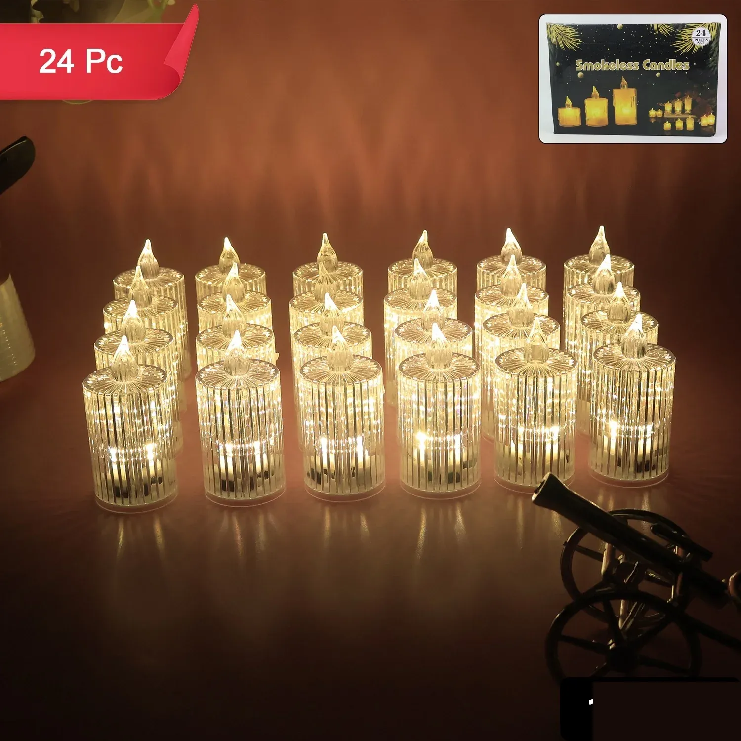 LED Flameless Decorative Candle Set – Smokeless Crystal Design - Detailed Feature View 1