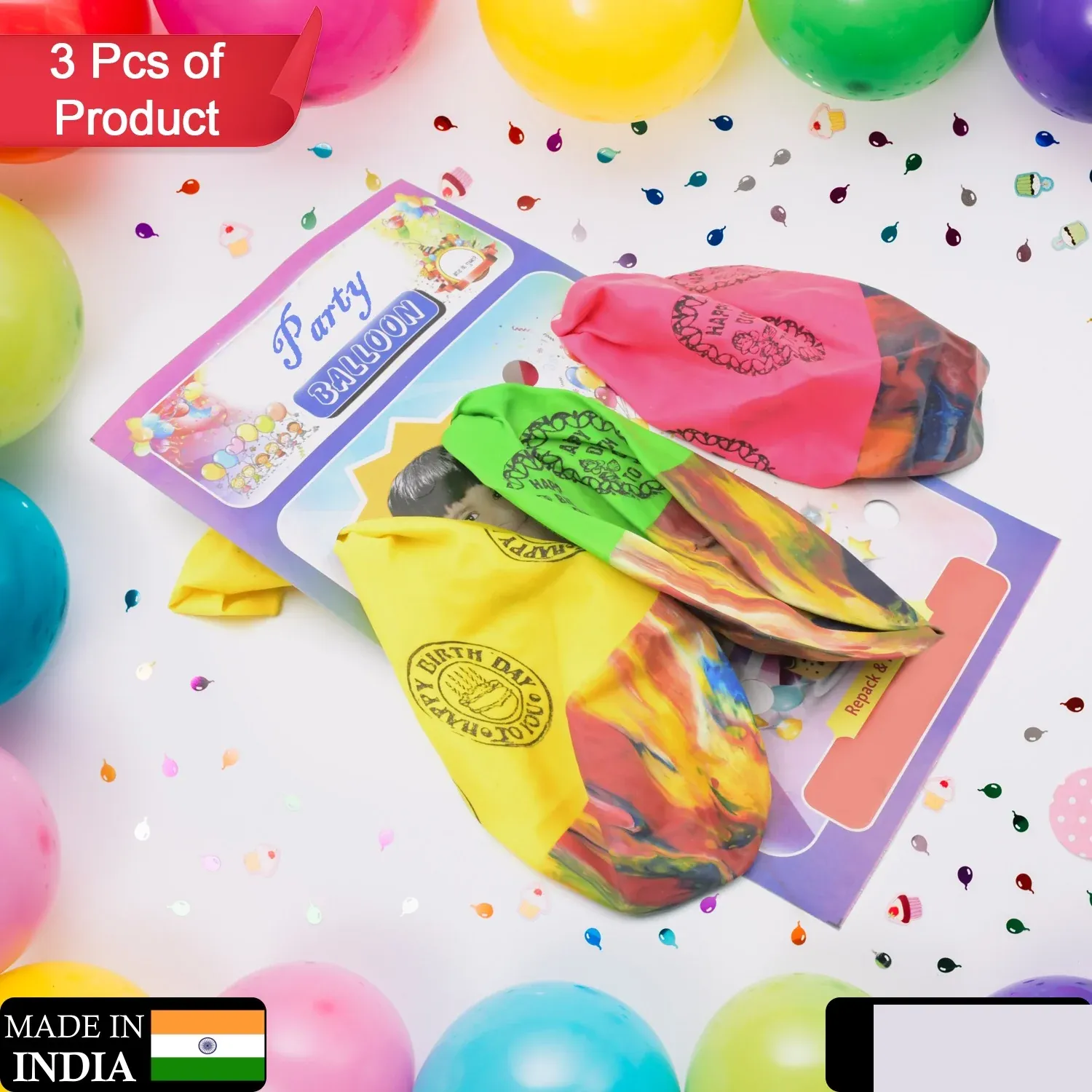 Rainbow Party Balloons – Multicolor Latex Set (3 Pcs) | Play & Move - Detailed Feature View 1