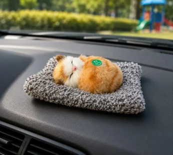 Sleeping Orange Cat Plush Toy with Cushion for Dashboard Decor