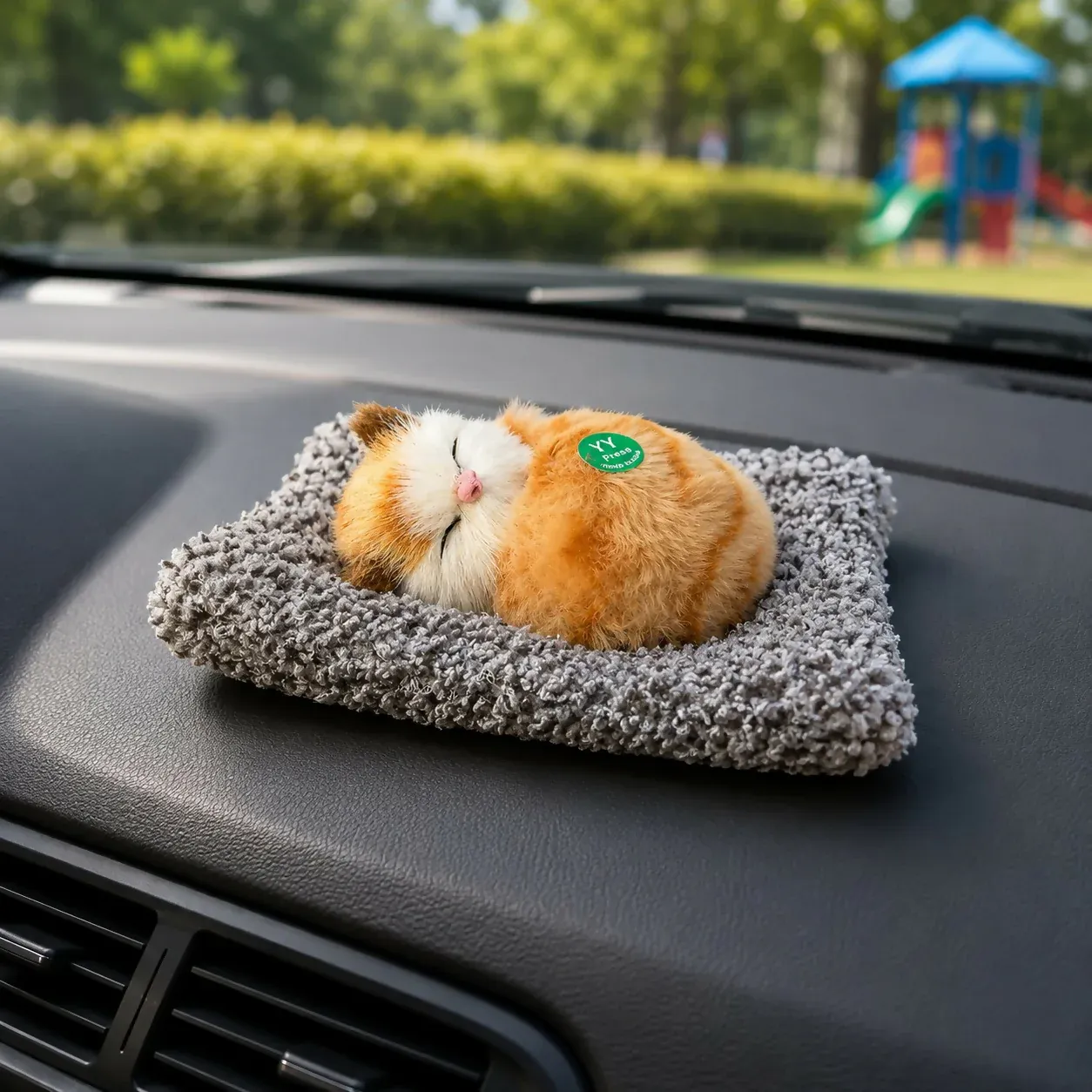 Premium Sleeping Orange Cat Plush Toy with Cushion for Dashboard Decor - Buy Online at Alikart