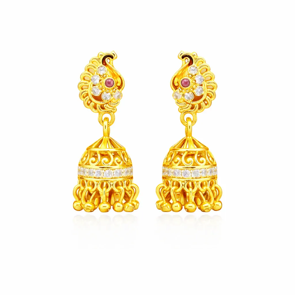 Peacock Earrings – Traditional Design with Contemporary Finish - Detailed Feature View 2
