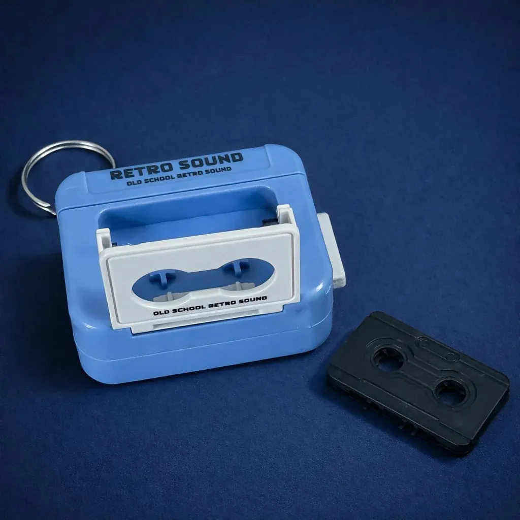 Retro Cassette Tape Keychain with Click Sound Toy - Detailed Feature View 3