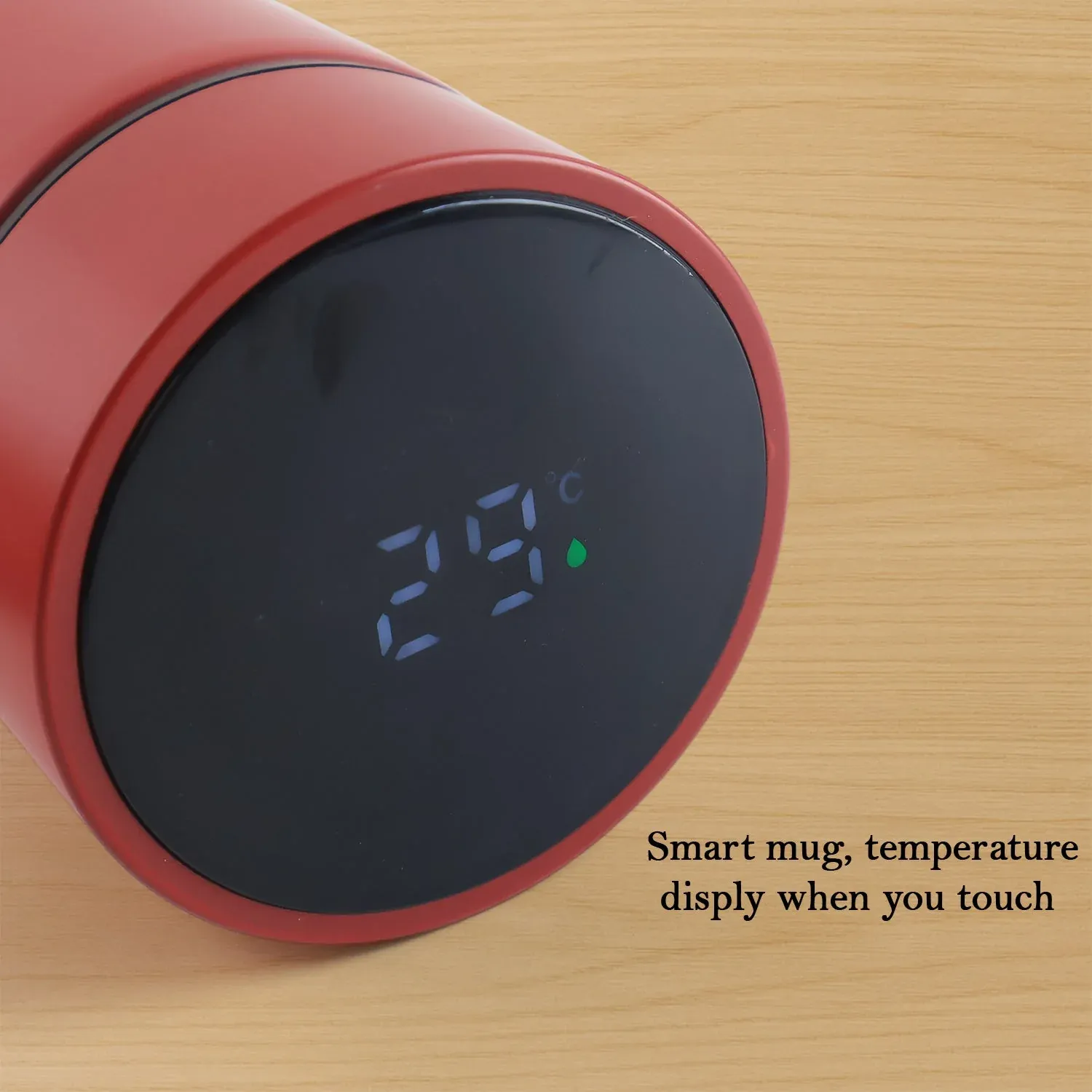 Red Smart Vacuum Insulated Water Bottle with LED Display - 500ML - Detailed Feature View 2